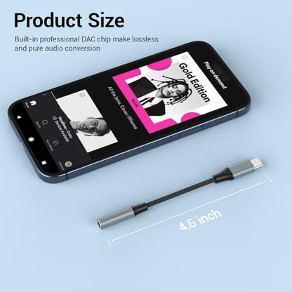 2pcs USB C to 3.5mm Female Headphone Jack Adapter - size: 4.6 IN-2PCS