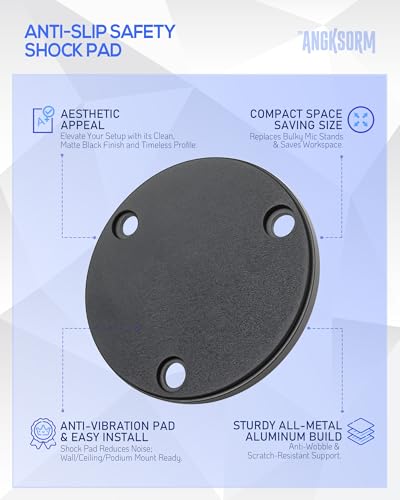 KB48 Podium Microphone Flange Mount with Pad, 5/8-27 Male, 3/8-16 Female | Gooseneck Boom Arms Mic Stand Base for Lecterns, Desks, Table, 2 in Metal Plate with 3 Screws Included - color: FLANGE MOUNT (1PCS)
