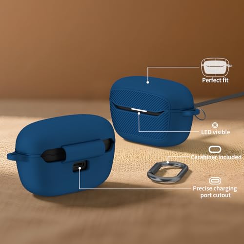 OAJ Soft Silicone Protective Case Cover for JBL Endurance Race 2, Front LED Visible, Compatible with JBL Endurance Race 2 Charging Case with Carabiner & Cleaner kit(Navy Blue) - color: Navy Blue
