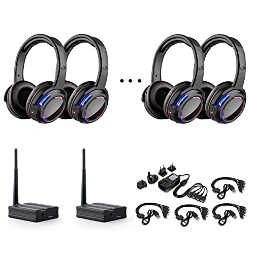Professional Silent Disco LED Wireless Headphones and RF LED Silent Disco Earphones for iPod MP3 DJ Music Pary Club (10 led Headphone + 2 Transmitter) - color: 10 led headphone + 2 transmitter