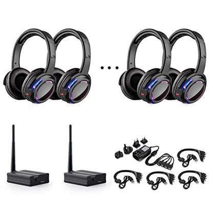 Professional Silent Disco LED Wireless Headphones and RF LED Silent Disco Earphones for iPod MP3 DJ Music Pary Club (10 led Headphone + 2 Transmitter) - color: 10 led headphone + 2 transmitter