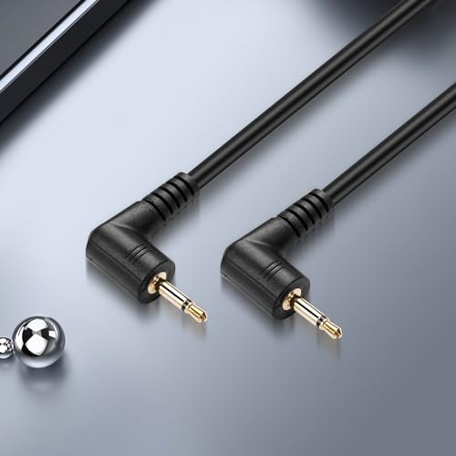 Right Angle 2.5mm Audio Cable，90 Degree 2.5mm Male to 90 Degree Male TS Mono Headset Headphone Audio Cable（0.3M）
