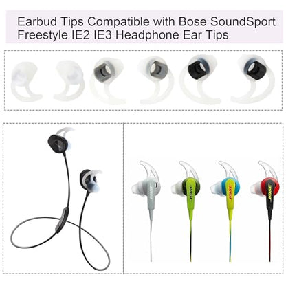 Earbud Replacement Tips Silicone Ear Tips Compatible with Bose SoundSport Freestyle IE2 IE3 Headphone Earbud Tips 3 Pairs S M L