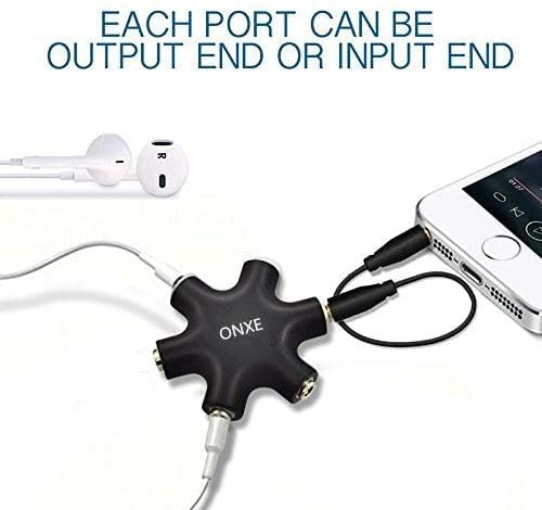 2-Pack Multi Headphone Splitter,3.5mm Headset Earphone Jack Audio Adapter Connector 1 Male to 2 3 4 5 Female Cable and Earphones Speakers