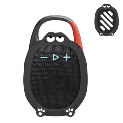 Silicone Case Cover Compatible with JBL Clip 5 Bluetooth Speaker, Soft Protective Speaker Sleeve with Cute Cartoon Design, Washable Shockproof Anti-Scratch Silicone Skin, Black