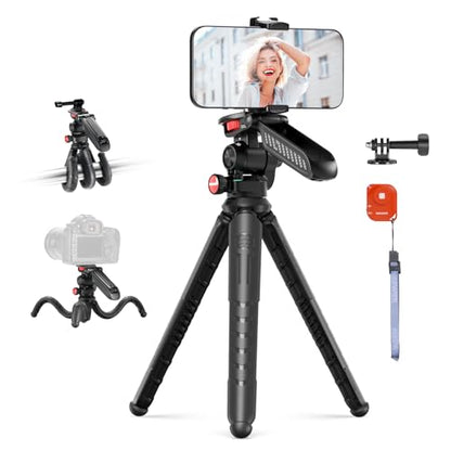 NEEWER Mini Flexible Tripod for iPhone & Camera with Remote/Handle/Phone Holder/Action Camera Adapter, Portable Pocket Desk Tripod for Travel Vlogging Compatible with iPhone GoPro Samsung, TP36 - style: T36