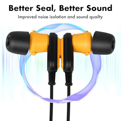 Cyberguys! Memory Foam Ear Tips Replacement for DEWALT Earbuds | Noise-Isolating Foam Earbud Tips, Fits 5.0–5.2mm Nozzle, Soft Comfort, Enhanced Bass Seal, 3 Pairs with Storage Case