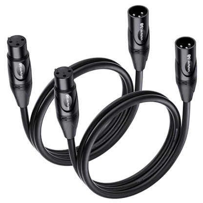 Cable Matters 2-Pack Premium XLR to XLR Cable, Microphone Cable, M-F, 3ft | Mic Cable, Male to Female, 21 AWG Oxygen-Free Copper (OFC), Black - size: 3 Feet