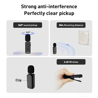 ZOWEETEK Wireless Voice Amplifier with Lavalier Mic for Teachers | Lapel Clip Mic, Speaker, Mini Design,for Speech, Meeting, Yoga, Classroom, Rechargeable,Pearl White - color: Pearl white