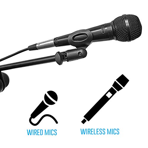 AxcessAbles Weighted Mic Stand Floor with Heavy Round Base, Quick Grip Height Adjustment - 74" Microphone Stand Include 33" Detachable Mic Boom Arm. Tall Microphone Stand for Singing (MS-201RB) - size: 1-Pack