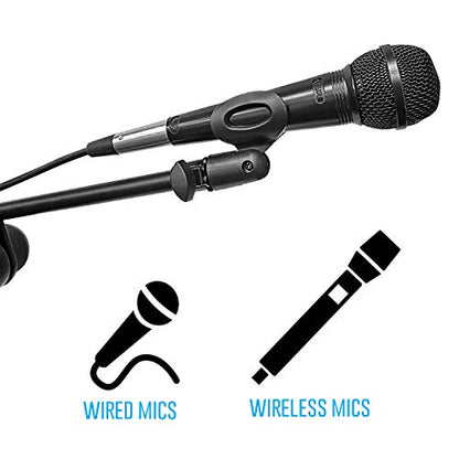 AxcessAbles Weighted Mic Stand Floor with Heavy Round Base, Quick Grip Height Adjustment - 74" Microphone Stand Include 33" Detachable Mic Boom Arm. Tall Microphone Stand for Singing (MS-201RB) - size: 1-Pack