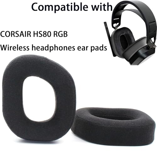 Replacement Ear Pads for Corsair HS80 RGB Wireless Headphones - Black