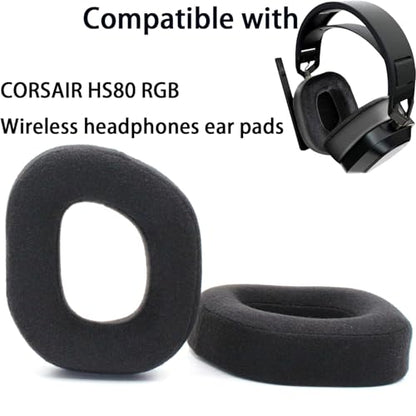 Replacement Ear Pads for Corsair HS80 RGB Wireless Headphones - Black