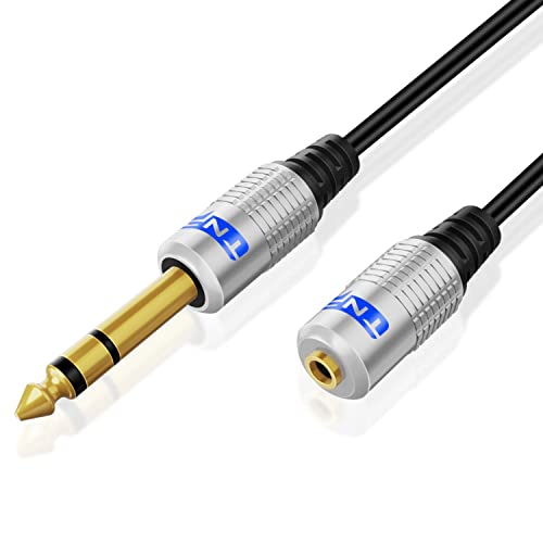TNP 6.35mm Male to 3.5mm Female Stereo TRS Headphone Adapter Cable, 10FT | Long Headphone Extension Cord with Gold-Plated Metal Connectors for Amps, Mixers, Pianos, Speakers, and Home Audio - size: 10FT