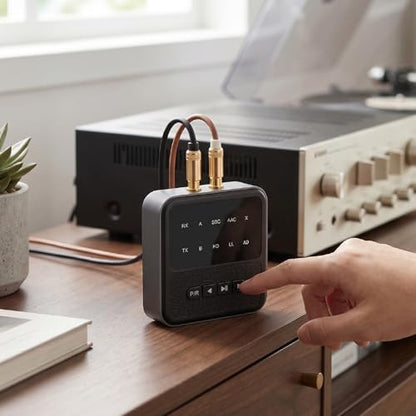 Tangxi Bluetooth 5.4 Transmitter Receiver, Wireless Audio Adapter with Lossless Sound & Low Latency Connection, Support 2 Devices for Headphone Speaker Mobile Phone