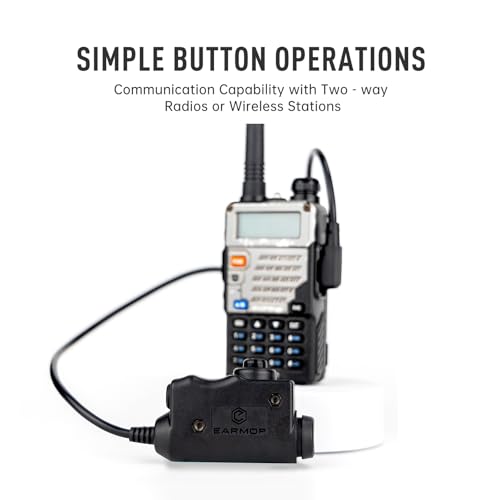 EARMOR M51 PTT Adapter for Baofeng Kenwood 2-Pin Push to Talk Radio Adapter | Fit for Earmor M32 Plus, M32X Plus Tactical Headsets, Wouxun, Retevis, Quansheng, TYT two-way radios Walkie Talkie, Black