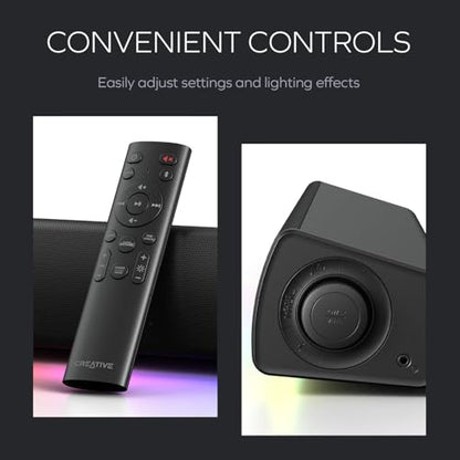 Sound Blaster GS5 Compact RGB Gaming Soundbar, For TV and PC, Black | RGB Gaming Soundbar, Bluetooth, USB-C, SuperWide, Desktop Audio, TV, PC, Immersive Sound
