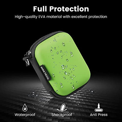 Earphone case, RISETECH Earbud Carrying Case Holder Hard EVA Headphone Small Zipper Pouch Compatible with Flash Drive, USB Charging Cable, SD Memory Card, AirPods, Sony Wired Earbuds with Clip -Green - color: Green