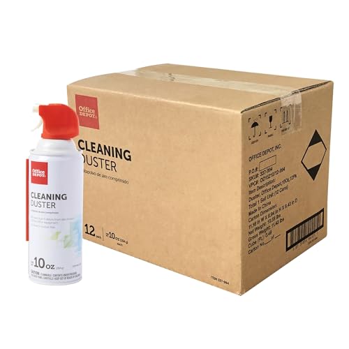 Office Depot Cleaning Duster, 10 Oz Compressed Canned Air for Electronics, Keyboard Cleaner for Computer, Laptop, PC, Printer, Office Equipment, Moisture-Free, Pack of 12 - size: 12
