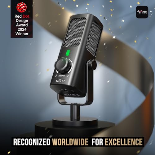 FIFINE AmpliTank PROFILE3 USB Condenser Microphone for Studio Podcast | Desktop Computer Recording Mic, Monitor Mix, Volume Control, Low-Cut Switch, Metal Built for Streaming Music Creation Vocal