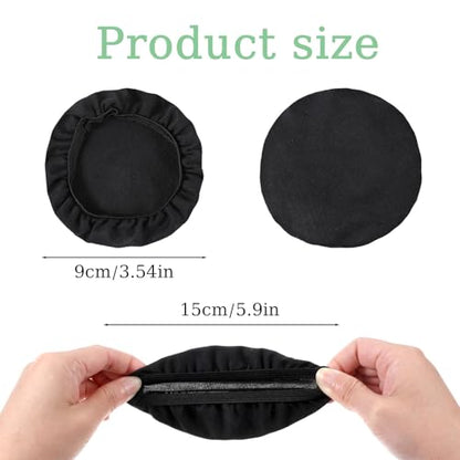 6pcs Fabric Headphone Ear Covers, Black Washable Ear Pad Covers Stretchable Earcup Cotton Nylon Headphone Protector Sweat Headset Cloth Fit 3.5" to 5.9(Large Size) - size: Large Size