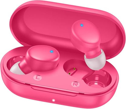 MOZOTER Mini Wireless Earbuds Bluetooth 5.3 in Ear Headphones Headsets | Light Weight,60Hrs Playtime Ear Buds with Charging Case,Smart Touch Control,Premium Sound with Deep Bass for Sport-Rose Pink - color: Barbie Pink