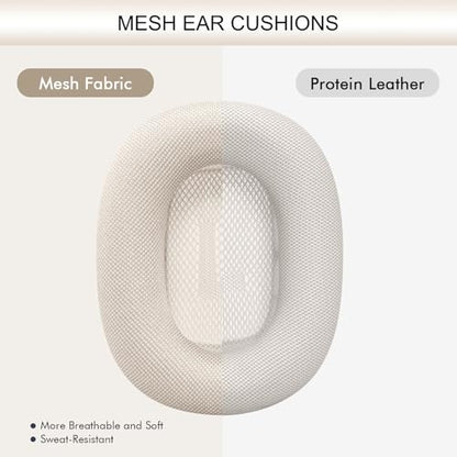 GEVO Upgraded Ear Cushions Replacement Earpads for AirPods Max 1 & 2 Headphones, Mesh Fabric Ear Pads Ear Covers Cups with Memory Foam and Magnet for AirPods Max 1 & 2 (Starlight) - color: Starlight