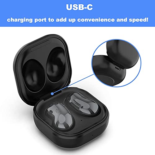 Wireless Earbuds Charging Case, Replacement Charger Dock with 3.3ft USB-C Cable and 600mAh Battery, for Compatible Wireless Earbuds, Black