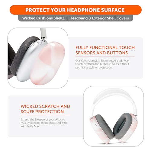 WC ShellZ Max - Protective Shell Covers for AirPods Max 1 & 2 | Made by Wicked Cushions | Made with Premium Silicone | PinkMarble - color: PinkMarble