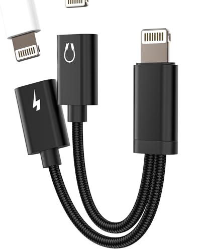 for iPhone Adapter for Headphone Jack for Apple Splitter Audio (2in1) Dual Lightning Charger AUX Cable Dongle Connector Charging for iPad Charge Double Lighting to Phone Earphone Music Adaptor