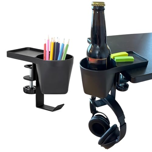 MAX SMART Desk Organizer with Cup & Headphone Holder, Clamp-On | More Desk Space | Essentials Within Reach | Reduced Workspace Clutter | Home Office Ready