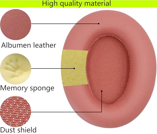 Replacement Ear Pads Compatible with Srhythm Version NC35 Pink | Also suitable for Srhythm version NC25 Headphone Memory foam/protein leather ear pads and earmuffs - color: Pink