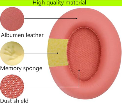 Replacement Ear Pads Compatible with Srhythm Version NC35 Pink | Also suitable for Srhythm version NC25 Headphone Memory foam/protein leather ear pads and earmuffs - color: Pink