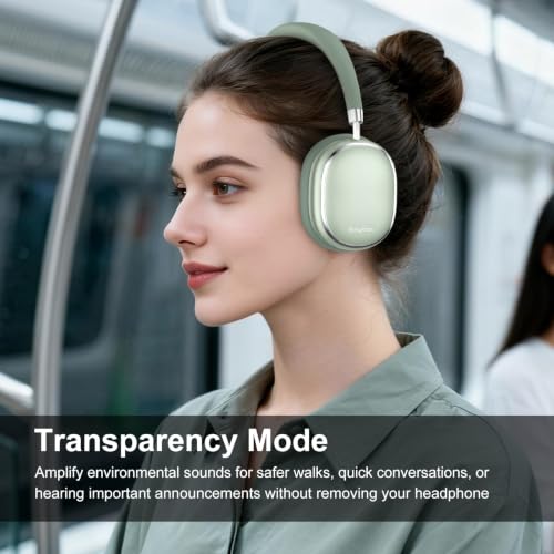 Srhythm NiceComfort 95 Hybrid Noise Cancelling Headphones Wireless | Bluetooth with Transparency,ENC,HD Sound,Slim Headphones Lightweight - color: Mint Green