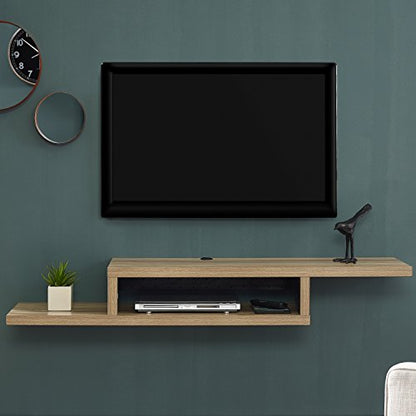 Martin Furniture Asymmetrical Wall Mounted A/V Console, 60inch, Burba Bank - color: Burba Bank, size: 60"