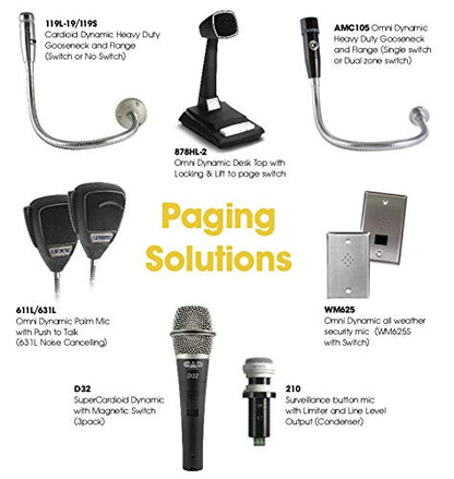 Astatic by CAD Audio WM625 Wall‑Mounted Omni Dynamic Microphone - style: Without Push-to-Talk Switch