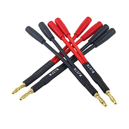 Suanqi Banana Plug to 2-Female 4mm Banana Jack Socket Plug Splitter Adapter,3 inches 1 Male to 2 Female 4Pack.