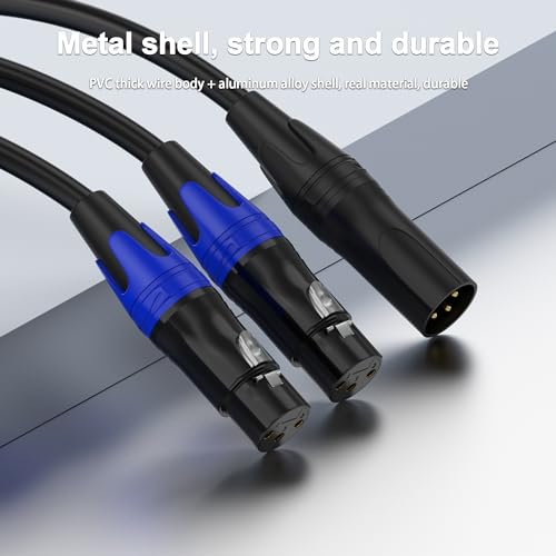 XLR Splitter Y Cable 2 Female to 1 Male, Microphone XLR Breakout Cable Balanced Left and Right Dual Female to Single Male, for Mixer/Speaker/MIC, 11.8inch-2Pack - size: 3.3FT, style: 1 Male to 2 Female