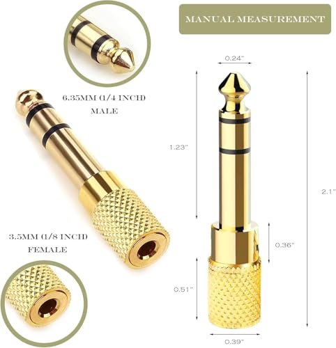 1/4" to 3.5mm Adapter, Female 3.5mm to Male 1/4 inch Headphone Jack Adapter for Headphones, Amplifier, Electric Guitar, Tablet - 4 Pack - size: 4-Pack