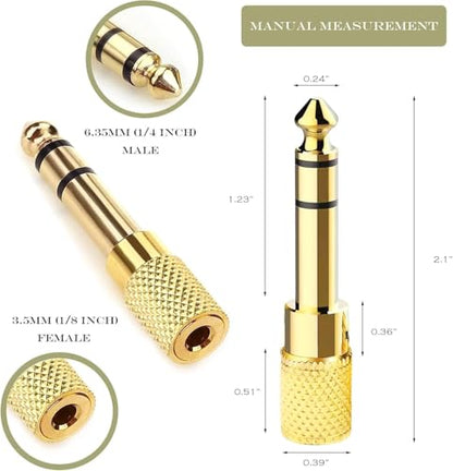 1/4" to 3.5mm Adapter, Female 3.5mm to Male 1/4 inch Headphone Jack Adapter for Headphones, Amplifier, Electric Guitar, Tablet - 4 Pack - size: 4-Pack