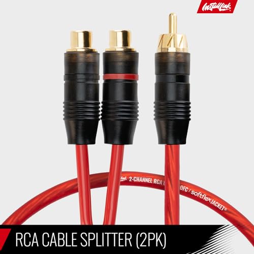 Install Link RCA Y Adapter Cable, 1-Male to 2-Female Splitter, 2-Pack (OFC) | Pure OFC Copper, 1ft, Feeds One Stereo Signal to Two Components, for Subwoofer, Home Theater, Car Audio Amplifier, Studio - color: Frosted Red, size: 1-Male to 2-Female
