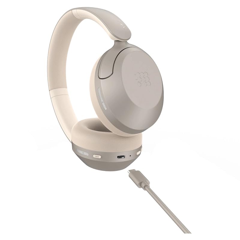 Cubitt Power Headphones with Hybrid ANC | Bluetooth 5.4 Over-Ear Headphones with 60H Playtime, 4 Mics, Auto-Pause, Transparency Mode, Low Latency, Foldable Design, USB-C Fast Charging-Champagne - color: Champagne