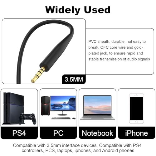 QC35 Mic Replacement Compatible with Bose QC35 & QC35 II Headphones, Detachable Boom mic 2.5mm to 3.5mm with Mute Switch for Xbox One, PS4, PS5, PC (4 FT)