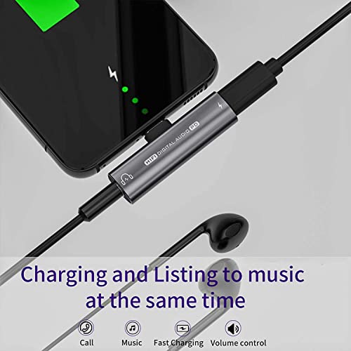 USB C Headphone Adapter , 2 in 1 USB C to 3.5mm Headphone Jack HiFi DAC