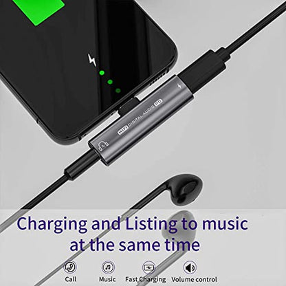 USB C Headphone Adapter , 2 in 1 USB C to 3.5mm Headphone Jack HiFi DAC