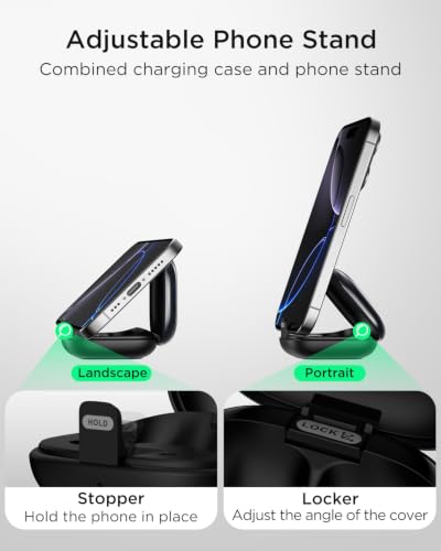 TALIX T30 Noise Cancelling Earbuds with Phone Stand, Punchy Bass, 4-Mic, True Wireless Bluetooth 6.0 in Ear Headphones, 28H Playtime, IPX4 (Black) - color: Black