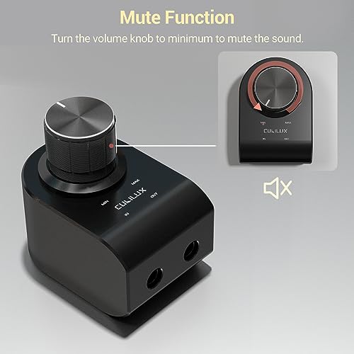 Cubilux 3.5mm Stereo Volume Controller, Headphones Volume Attenuator with Full Aluminum Alloy Case for Interference Isolation, 1/8-Inch Volume Inline Volume Control