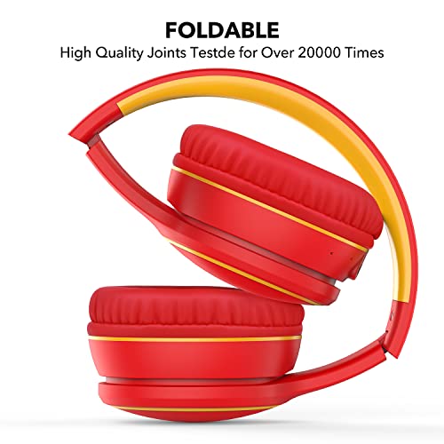 B10 Wireless Bluetooth Over-Ear Headphones, Lightweight Folding Stereo Bass Headset with Mic, 50H Playtime, Volume Control, Bluetooth 5.3 Headphones for iPad/Travel/Tablet/PC (Red) - color: Red
