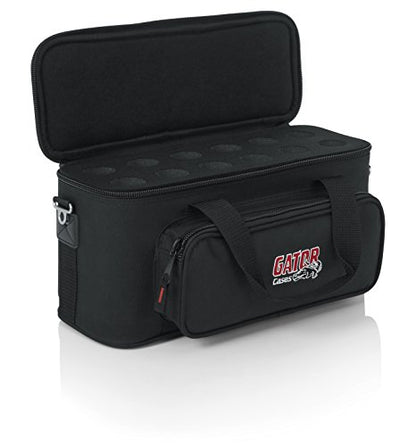 Gator Cases GM-12B Carry Bag with Foam Drops for Up to 12 Wired Microphones - size: (12) Wired Microphones (Nylon), style: (12) Wired Microphones (Nylon)