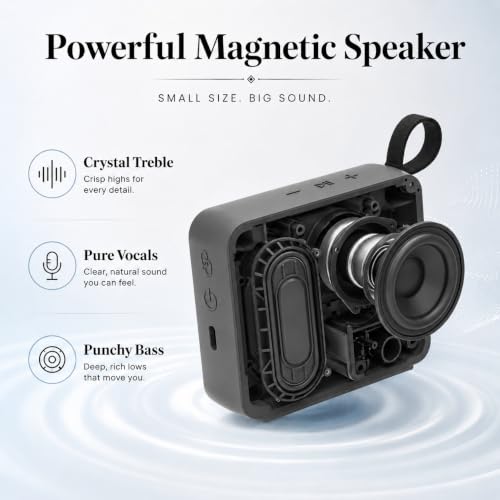 BP26 Portable Mini Bluetooth Speaker with FM Radio, IP68 waterproof and dustproof, 5 hours of playtime, TWS Pairing, Bluetooth 5.3, Ultra-Portable speaker for home, outdoor and travel (Black)